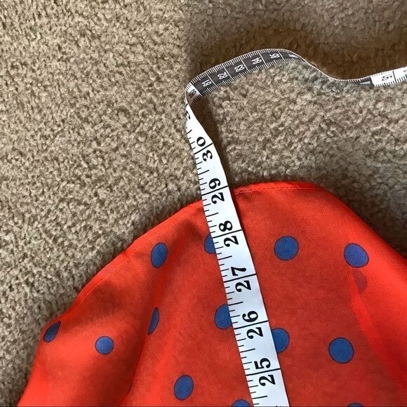 The Rage Sheer Blouse Small Orange Blue Dots - Picture 13 of 16